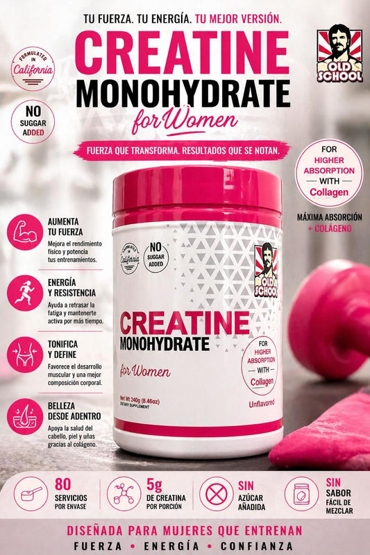 💗 Creatine Monohydrate For Women + Colágeno – 80 Servicios (240 g